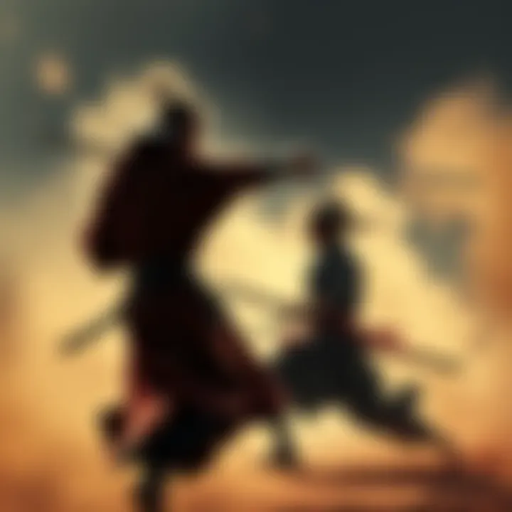 A warrior skillfully dodges attacks during a duel with Takezo, showing precision and agility.