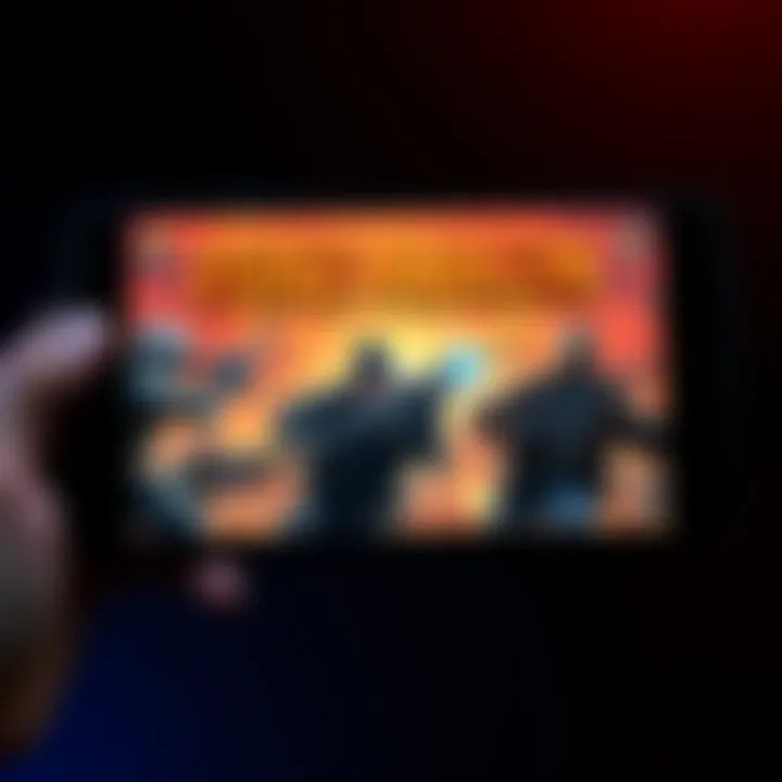 A phone displaying Duke Nukem 3D gameplay with action scenes and bright graphics