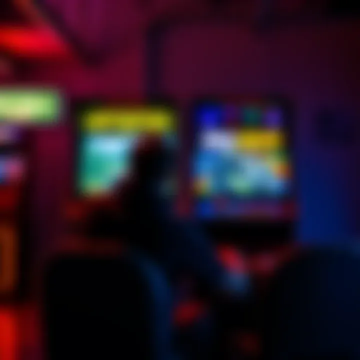 Two players enjoying a Duke Nukem arcade game on a retro cabinet