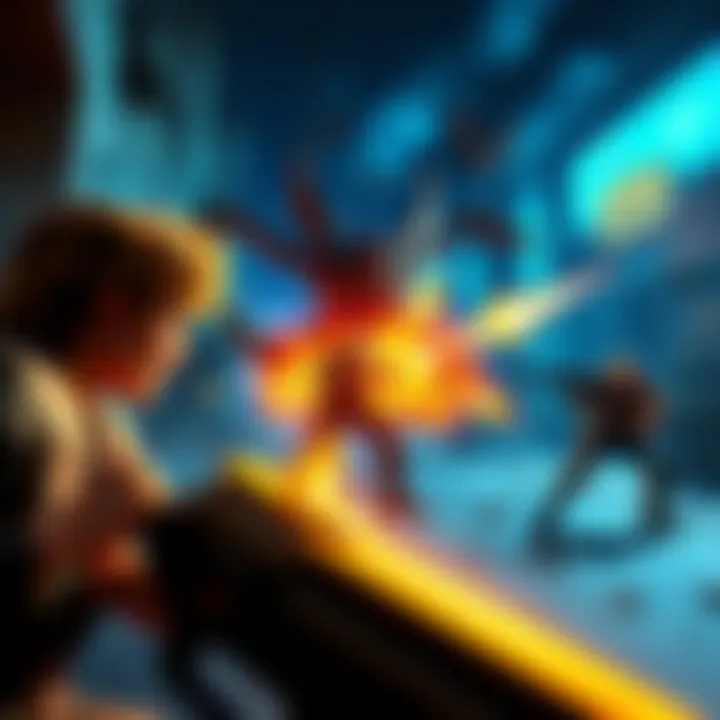 Duke Nukem 3D Multiplayer Action Two players enjoying cooperative gameplay in Duke Nukem 3D using Source Ports, battling enemies in a vivid game environment.