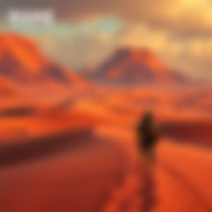 A character explores a vast desert landscape in Dune: Awakening's new single-player mode, showcasing survival elements and adventure options.