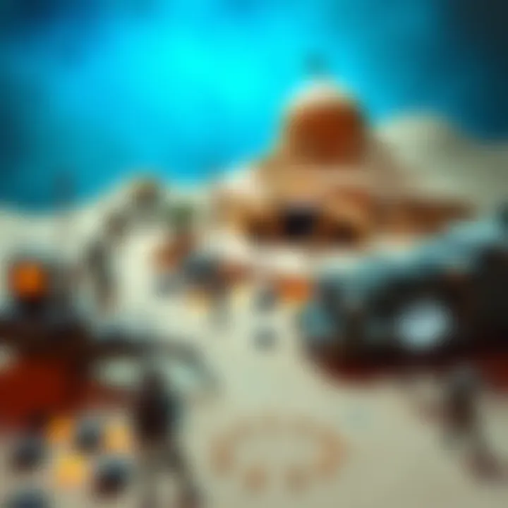 A creatively built diorama inspired by Dune, featuring detailed scenery and thematic elements.