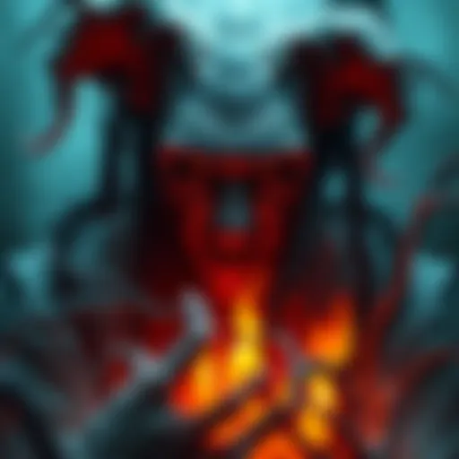 A character known as the Dung Eater surrounded by dark and twisted scenery, reflecting his grim nickname.