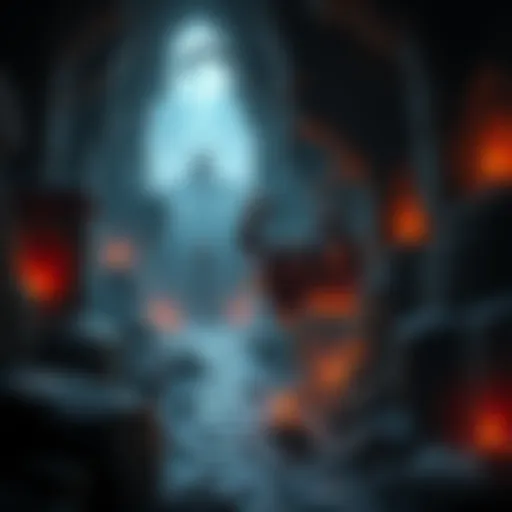 Artwork depicting a dark and mysterious dungeon filled with monsters and treasures, showcasing From Software's new game concept.