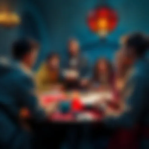 Dungeon Master guiding a group of players A Dungeon Master explains the rules to a diverse group of players around a table with dice and character sheets