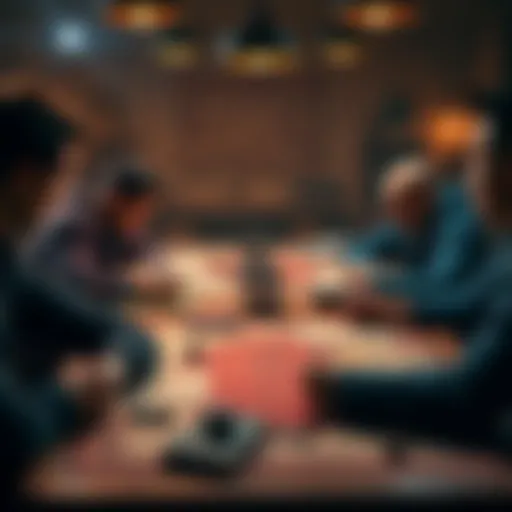 A tabletop scene showing players engaged in a Dungeons & Dragons game, with dice and character sheets, focusing on imperial measurements for gameplay.