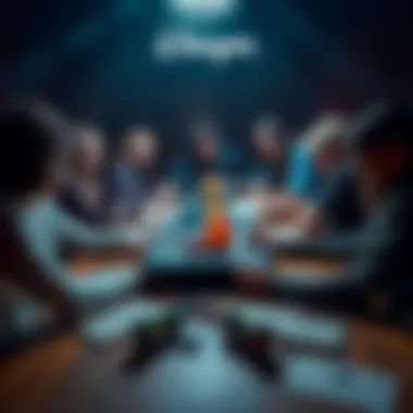 Dungeons & Dragons Game Setup A group of friends gathered around a table playing Dungeons & Dragons, with dice and character sheets spread out.