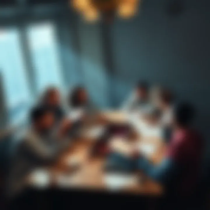 A group of friends gathered around a table playing Dungeons & Dragons, with dice and character sheets spread out