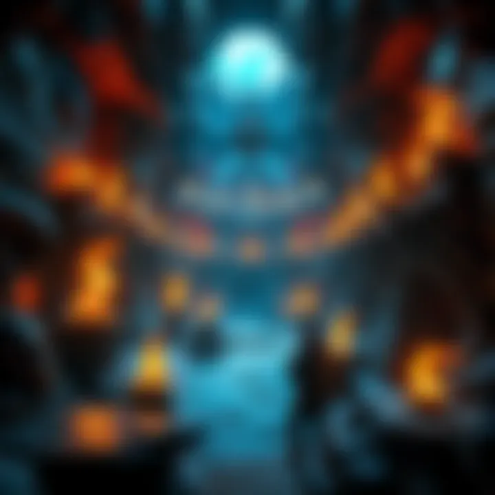 A fantasy dungeon setting featuring elements inspired by iconic 20th century films, showcasing a blend of action and adventure themes.