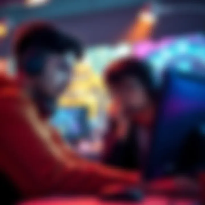 Two gamers focused on their screens, planning strategies for Warzone together.