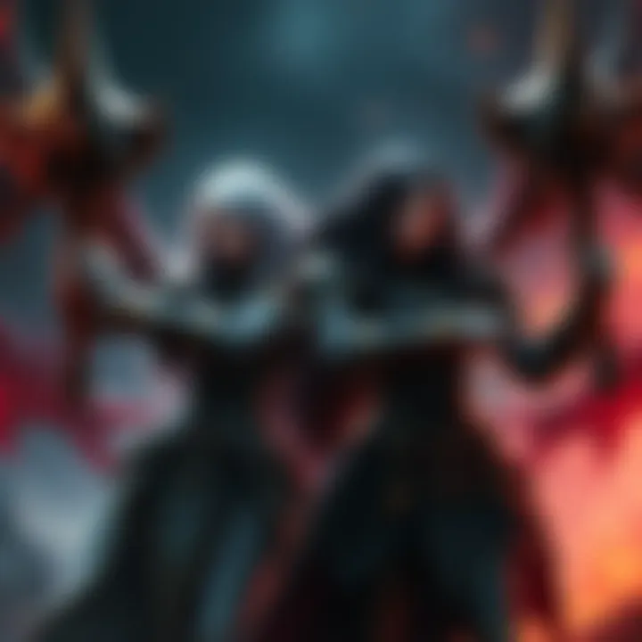Two characters resembling Loretta and Margit in a fantasy battle setting, showcasing their similarities in design and style.