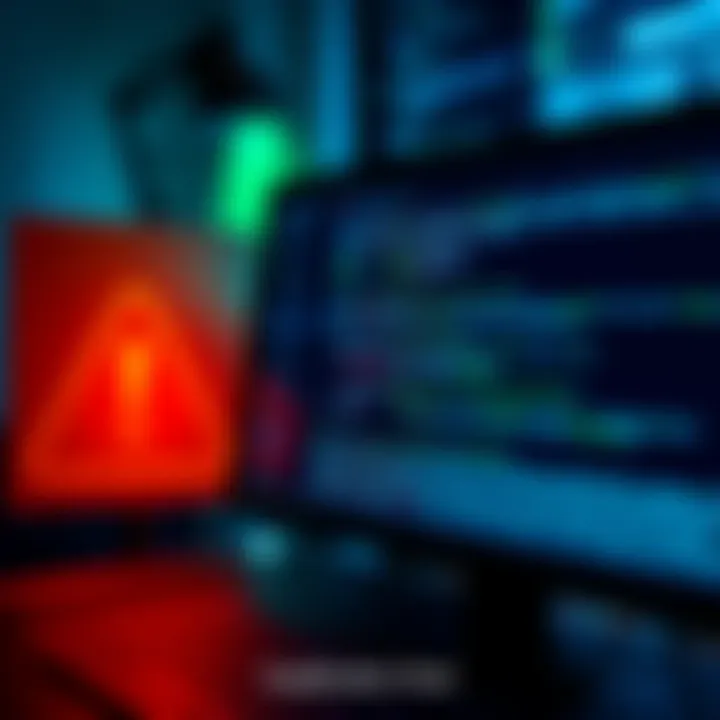 Duplication Tool Warning A computer screen displaying code and warning signs about API exploitation.