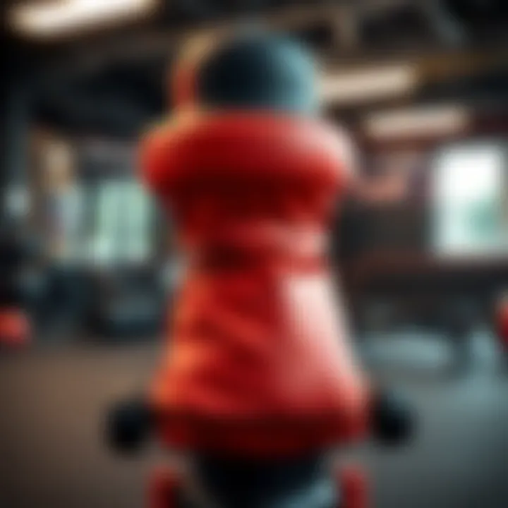 A sturdy training dummy used for skill testing, designed to withstand impacts and maintain shape during practice sessions, set in a gym environment.