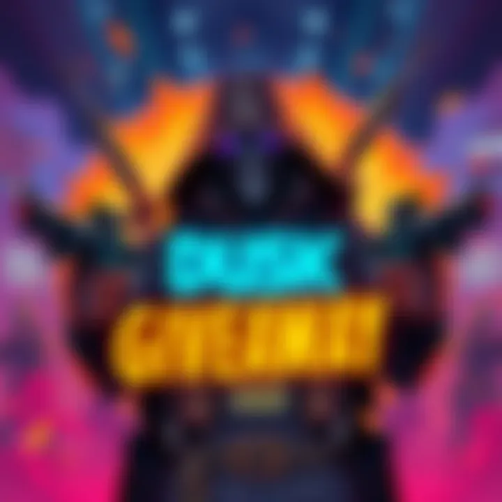 A colorful drawing depicting a character from a fast-paced shooter game, with guns and action elements around them, celebrating a giveaway event.