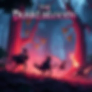 A vibrant scene from The Duskbloods showing characters battling in a mystical forest setting