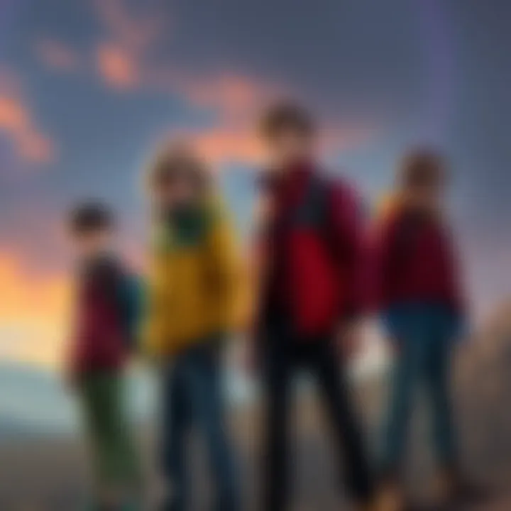 Dustin, Eddie, Robin, and Eleven standing together, looking determined and ready for their next adventure
