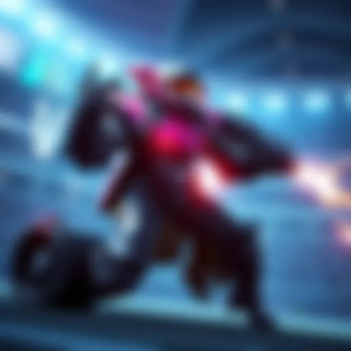 D.Va, a tank character, in a stadium setting, showcasing powerful moves and strategies to win