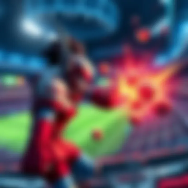 Dva character engaging in a battle with multi balls in a stadium build