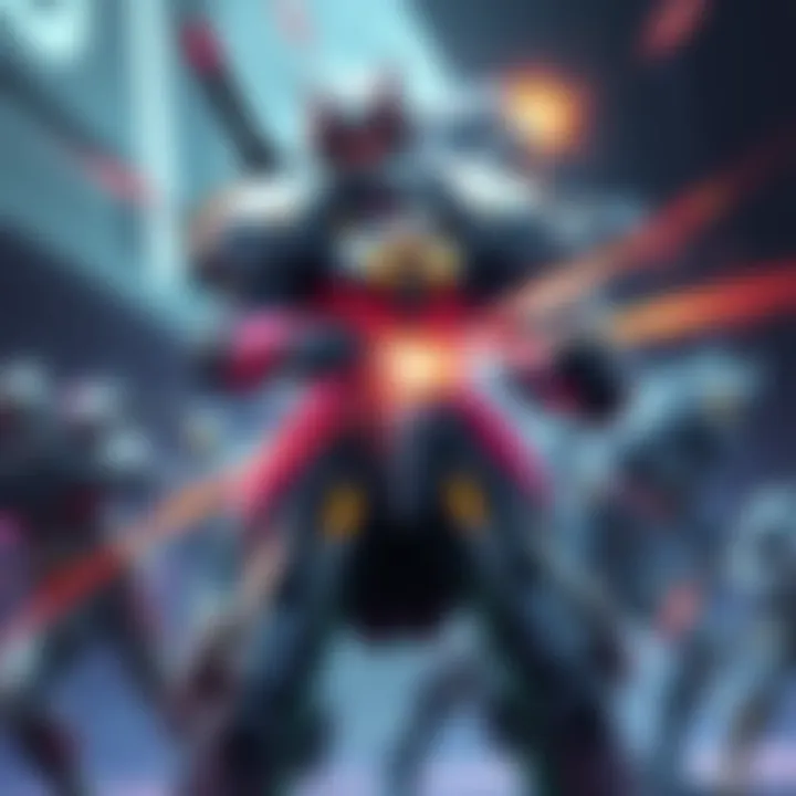 DVA in her mech, preparing to activate her ultimate ability while surrounded by various heroes, illustrating the struggle against counters.