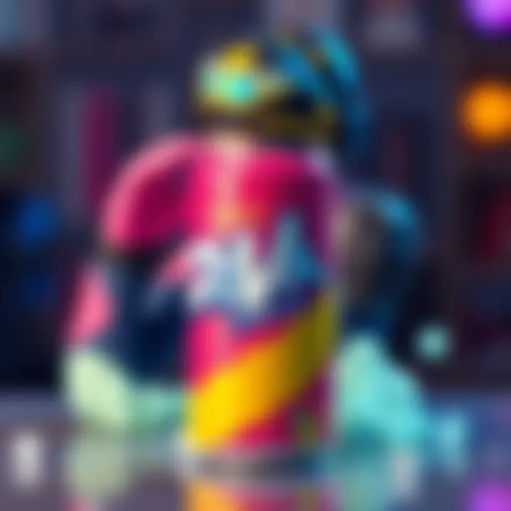 A colorful collectible can of D.Va's Nano Cola variant featuring her iconic design and bright colors, perfect for gamers