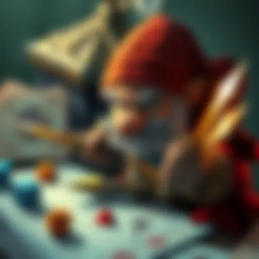 A Dwarf Rogue character with a +7 Dexterity, holding daggers and looking mischievous, surrounded by gaming dice and character sheets.