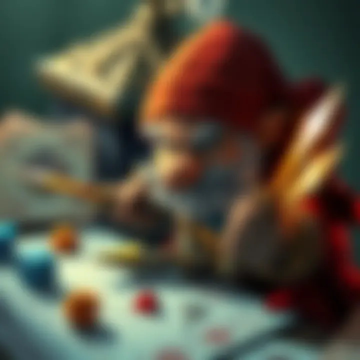 A Dwarf Rogue character with a +7 Dexterity, holding daggers and looking mischievous, surrounded by gaming dice and character sheets.