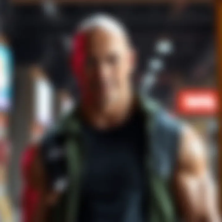 A person with a strong build and a buzz cut, resembling Dwayne Johnson, poses in a casual setting.