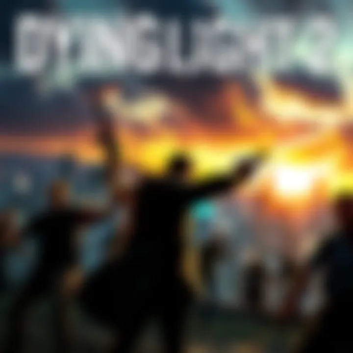 Dying Light 2 game cover Dying Light 2 game cover featuring a character fighting off zombies in a cityscape at dusk