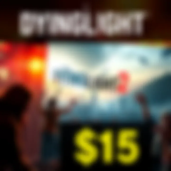 A used copy of Dying Light 2 for sale with a price tag of $15, showing the game's cover art featuring a post-apocalyptic cityscape with zombies.