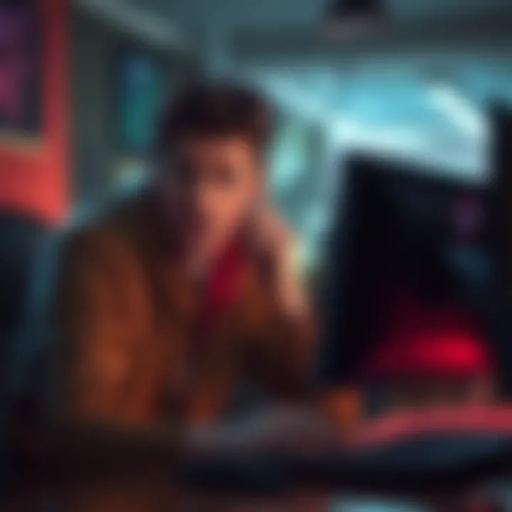 A gamer frustrated with their Dying Light 2 save files not loading on Steam, looking at a computer screen with a concerned expression.