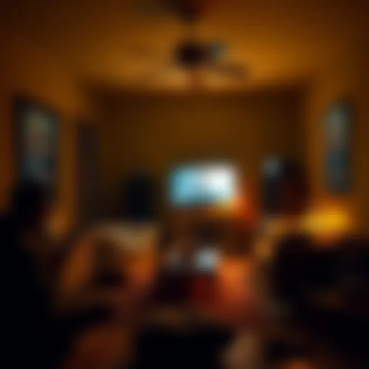 DylanTate live streaming in a dark, mysterious room with yellow walls and scattered furniture, engaging viewers with interactive scenes.