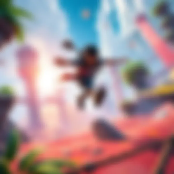 A character jumping and running through a vibrant game world, showcasing fluid movement mechanics