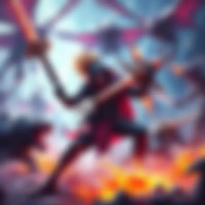 Dynamic PvE Gameplay A fierce battle in a vibrant fantasy environment showcasing a character wielding unique weapons and skills, surrounded by fantastical creatures and intricate gear mechanics, emphasizing the excitement of buildcrafting and combat in PvE games.