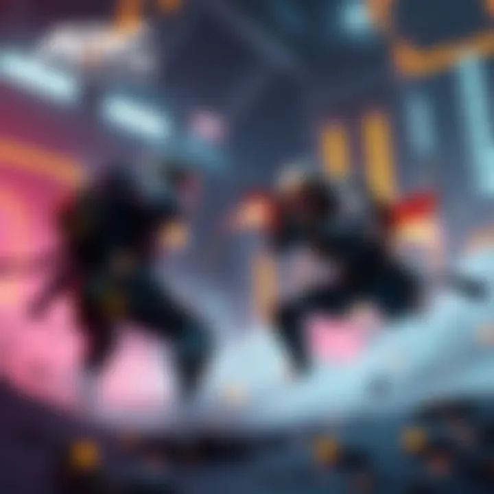 Two players engage in intense PVP combat in a futuristic setting, showcasing the tension and excitement of player interactions in the game.