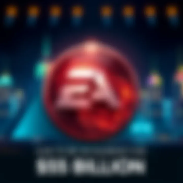 Electronic Arts logo with imagery representing Saudi Arabia's investment focus, highlighting the $55 billion acquisition plan.