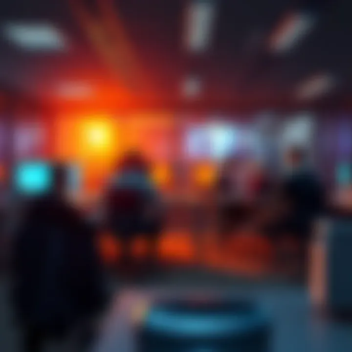 EA Job Cuts Announcement A office setting showing a team of game developers discussing layoffs after the success of Battlefield 6.