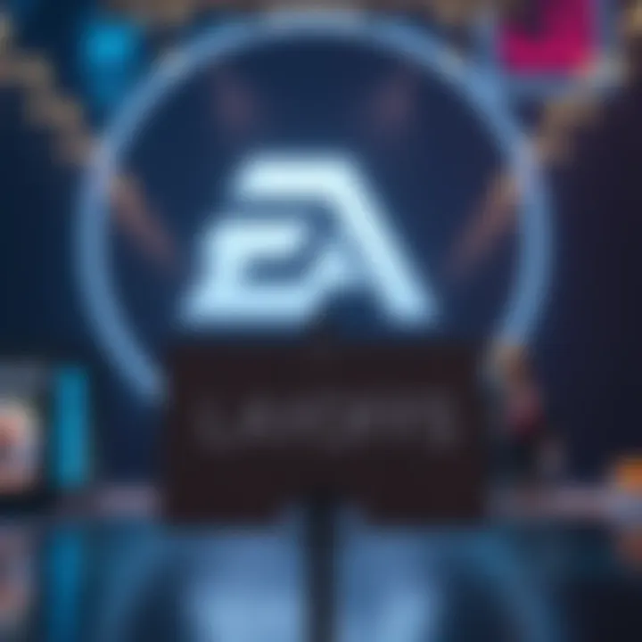 A sign indicating layoffs at Electronic Arts following a major buyout by Saudi Arabia's Public Investment Fund, with a backdrop of the company's logo.