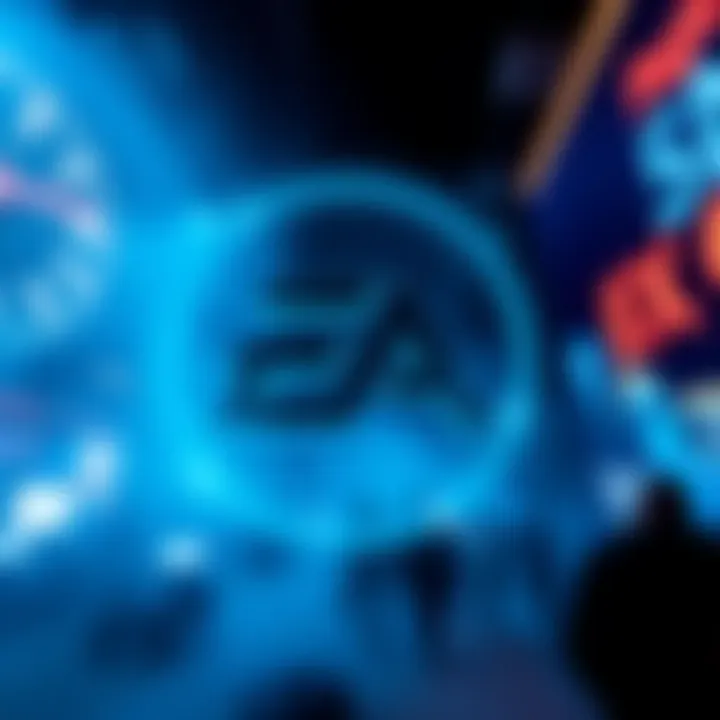 EA Partnership Announcement EA logo with news headlines about new partnership and gaming industry impact