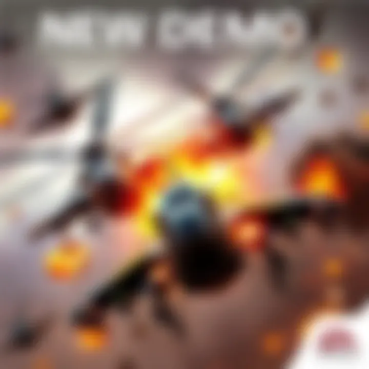 Gameplay screenshot showcasing action from the new Strike game demo with helicopters and explosions