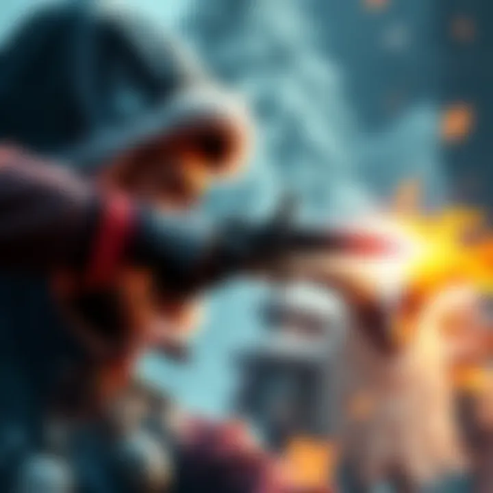 A character aiming the Eagle Bearer weapon during a battle against Krampus, showcasing its firepower and design.