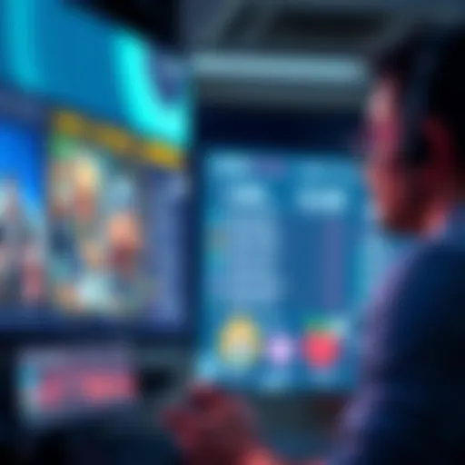 A gamer looks at a screen displaying early access game prices and release information