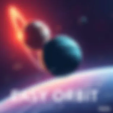 A digital illustration showing a space-themed project with planets and stars, depicting a concept of the Easy Orbit project still under development.