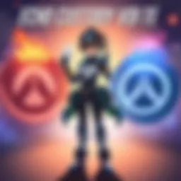 An illustration of Echo standing between the Overwatch and Talon logos, with a voting ballot in hand, symbolizing the community's decision on her alliance.