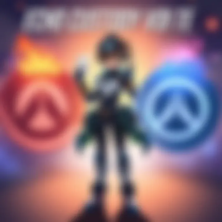 An illustration of Echo standing between the Overwatch and Talon logos, with a voting ballot in hand, symbolizing the community's decision on her alliance.