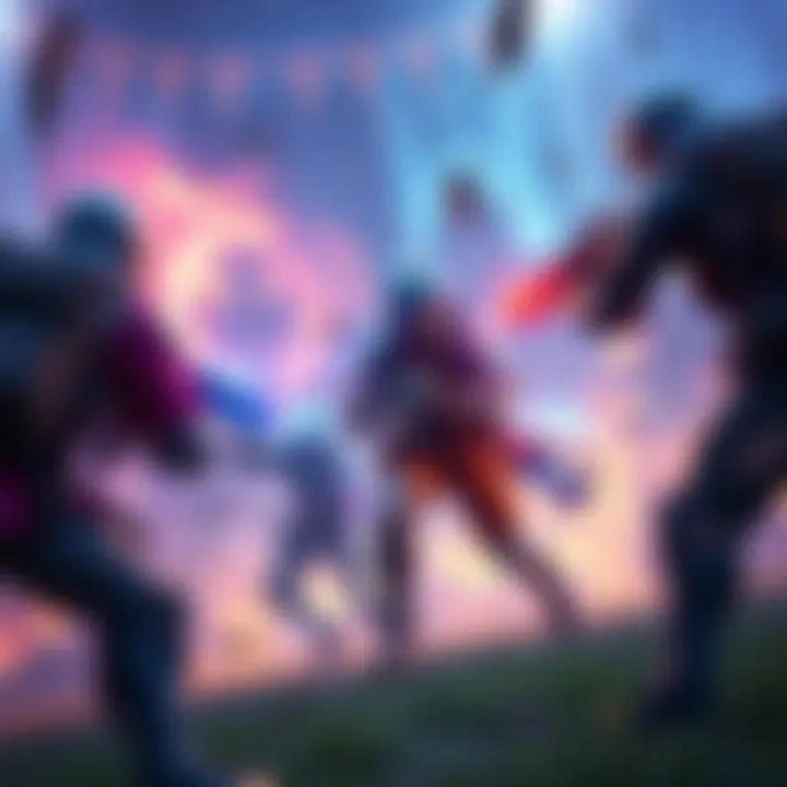 Players fight for the Blue Echo skin in a faction battle setting with vibrant colors and action-oriented elements.