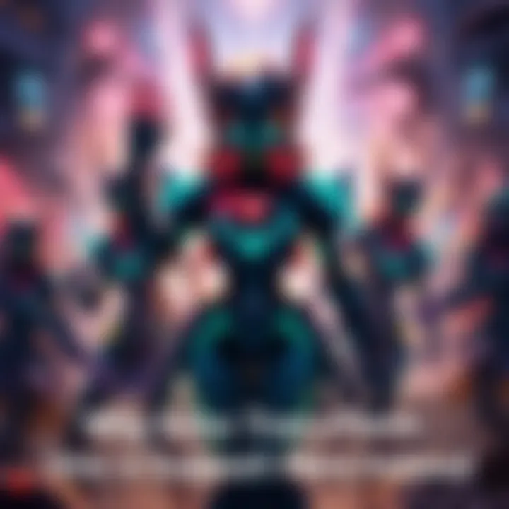 A character with transformation abilities, showcasing Echo surrounded by teammates in a supportive role during a battle.