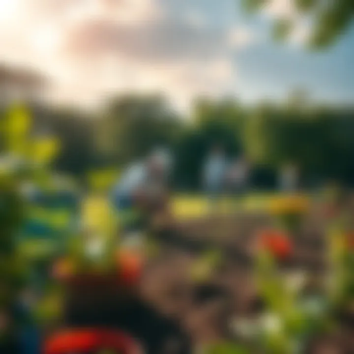 Eco-Friendly Practices A group of people using sustainable methods to manage environmental issues, like planting trees and cleaning up a local park.