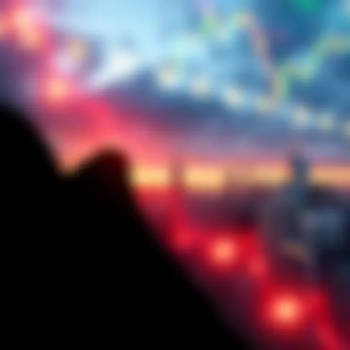 A downward trending chart with a city skyline in the background, symbolizing the economic impact of a total downgrade.