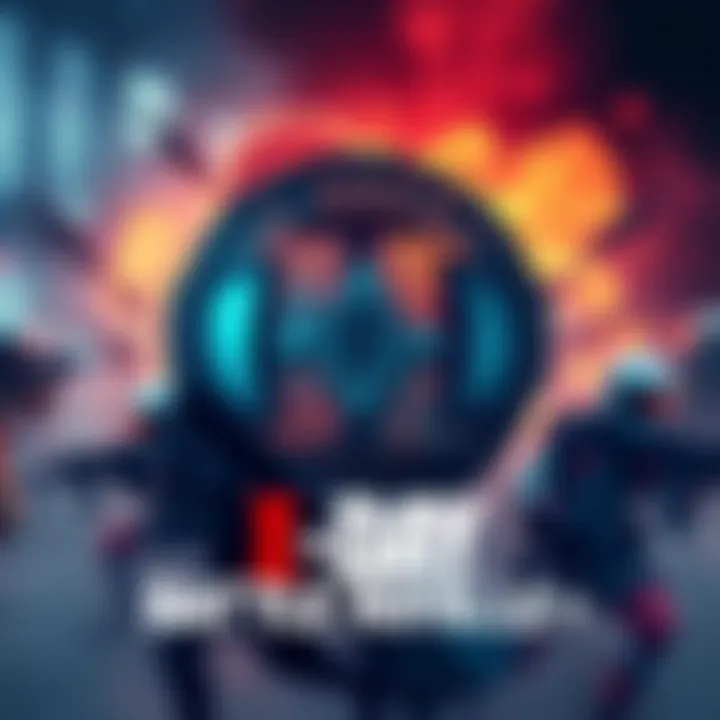 An image showcasing E-Day's logo with battle royale graphics, featuring players in action and a vibrant background.