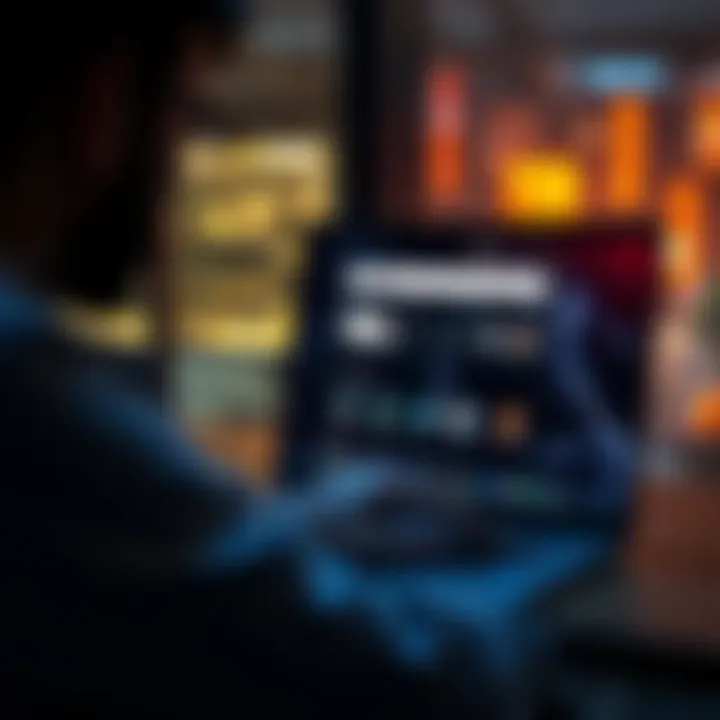 A person using the Edge browser on a laptop, showcasing new search tools and features on the screen.